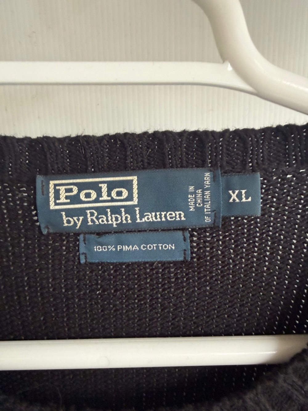 Polo Ralph Lauren Pima Cotton Crewneck Sweater SIZE XL BLACK - Picture 2 of 4